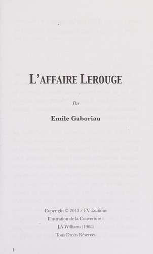 Émile Gaboriau: L' Affaire Lerouge (2017, CreateSpace Independent Publishing Platform)